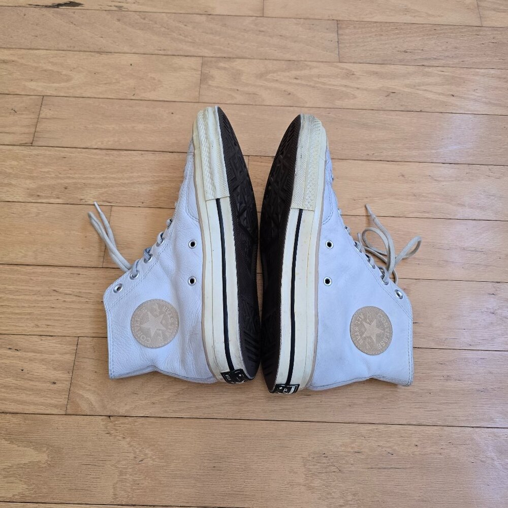 Converse | Chuck 70 monochrome white leather hi-top sneakers | MENS 8 - Picture 9 of 11